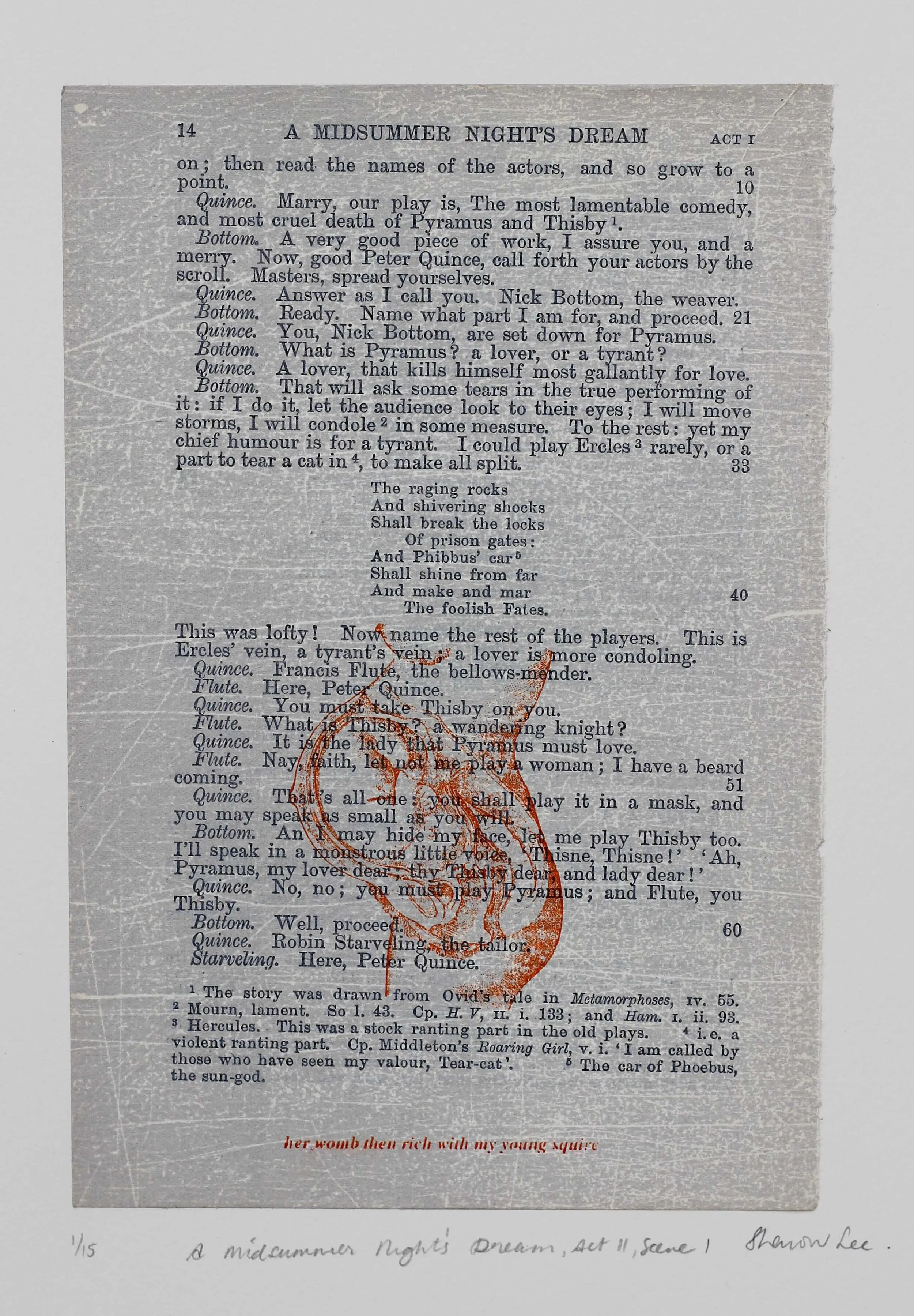 A Midsummer Night's Dream, Act II, Scene I — Lithograph with chine collé