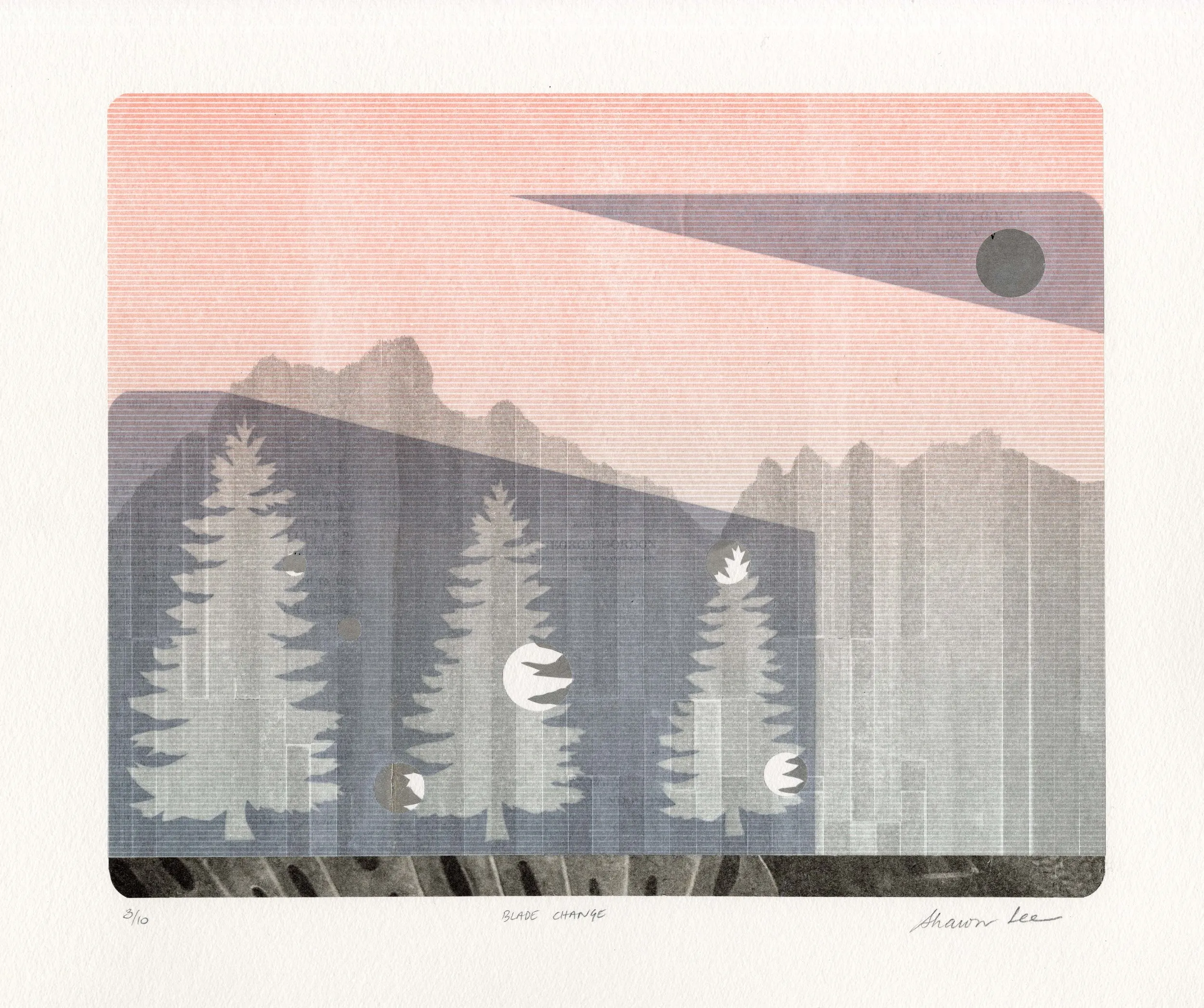 Blade change — Lithograph, chine collé