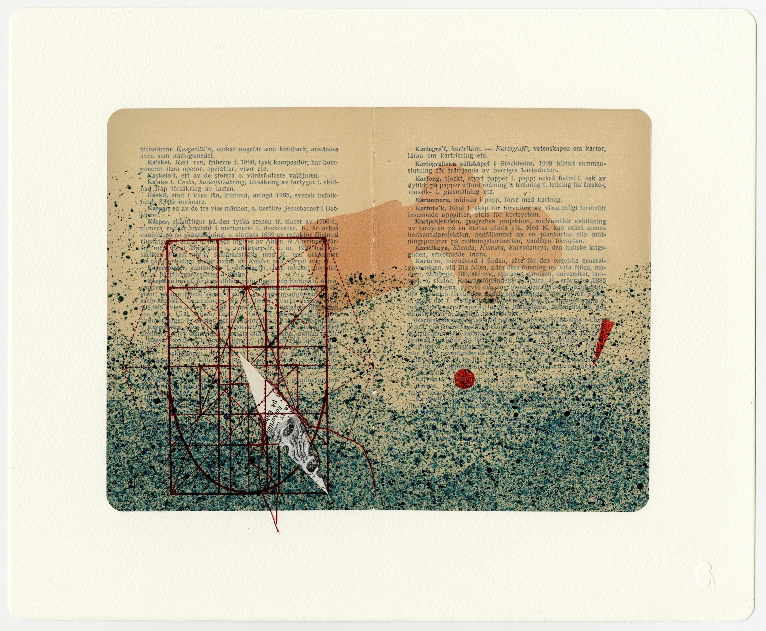 Lexicon 1928-2018 M — Lithograph, chine collé with stitching